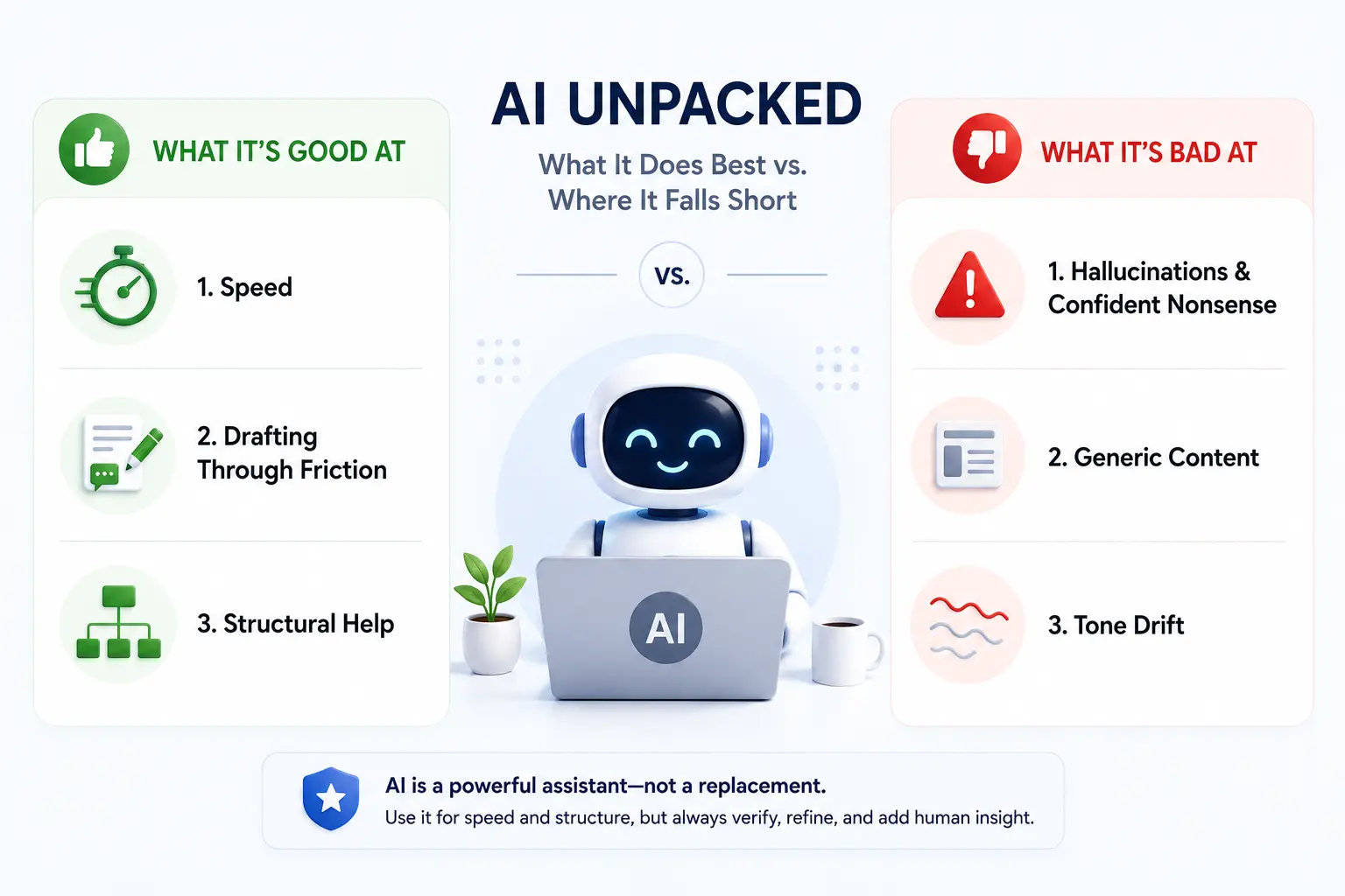 Image showing What are good and bad points of using AI in content generation